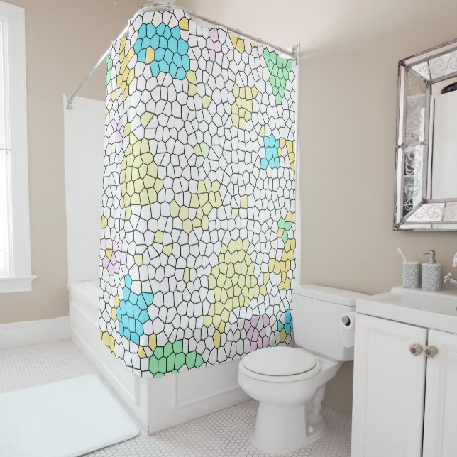 Cortina Para Box Mínimalismo - Abstrato Art Pale Pastel Células (In Situ)