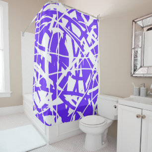 Cortina Para Box Minimalismo branco roxo abstrato-Art Lavanda azul