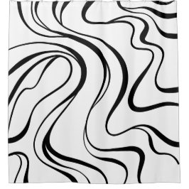 Cortina Para Box Minimalist Fluid Line Art Shower Curtains