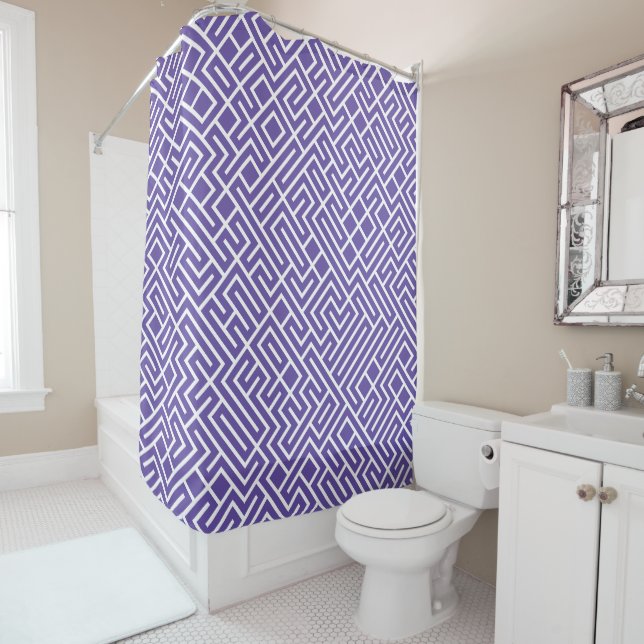 Cortina Para Box Minimalist Maze Fill Purple Pattern (In Situ)
