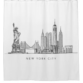 Cortina Para Box Minimalist New York City Skyline Line Art
