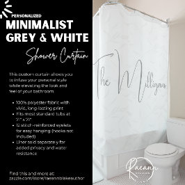 Cortina Para Box Minimalista Personalizado Cinza e Branco