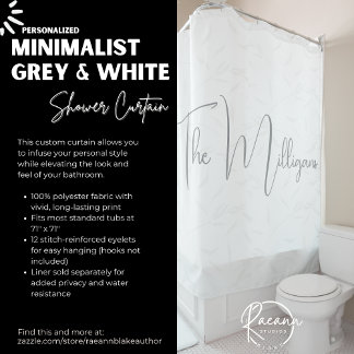 Cortina Para Box Minimalista Personalizado Cinza e Branco