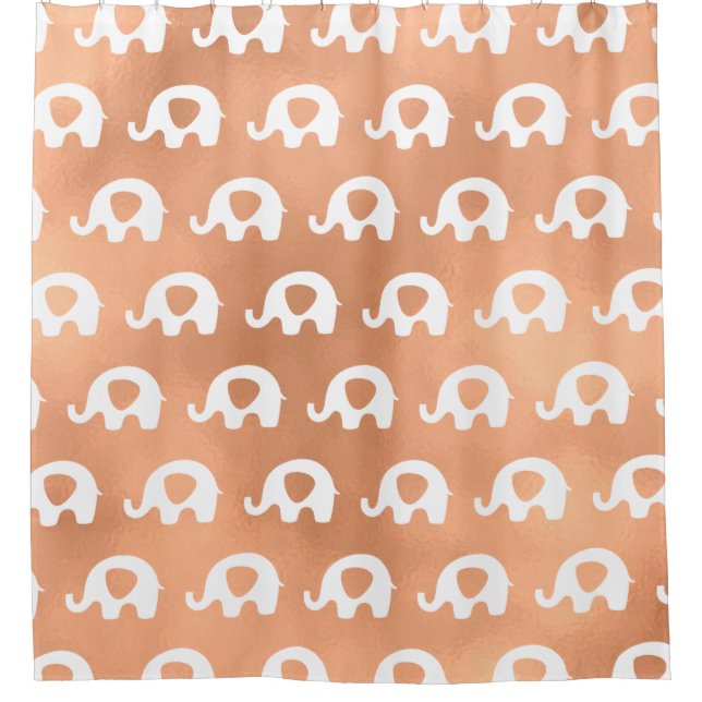 Cortina Para Box Mínimo de Elefantes brancos de cobre Dourado rosa (Frente)