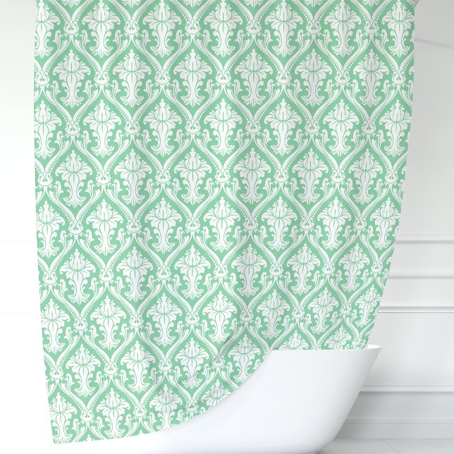 Cortina Para Box Mint Green e White Damask (Criador carregado)