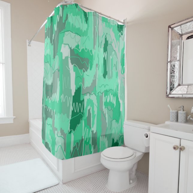 Cortina Para Box Mint Greenery Abstrato (In Situ)