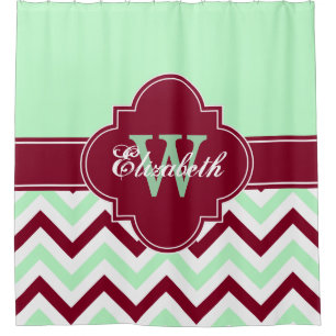 Cortina Para Box Mint Wht Burgundy LG Chevron 1ICBR Nome Monograma