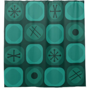 Cortina Para Box Mod Art Soft Cubes Teal dos anos 50