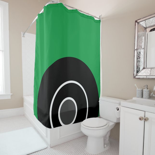 Cortina Para Box Mod Kelly Green Black White Art Design (In Situ)
