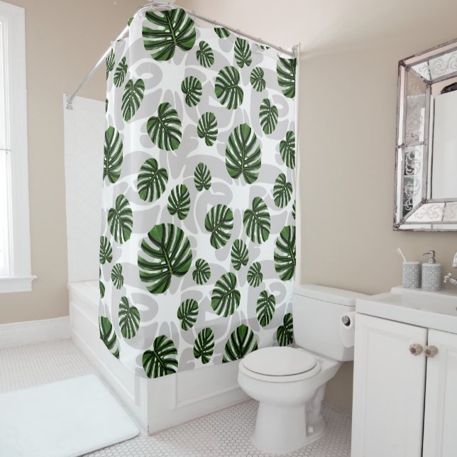 Cortina Para Box Modern Boho Botanical Leaves Pattern (In Situ)