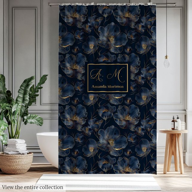 Cortina Para Box Modern Chic Custom Name Floral Shower Curtain (Modern Chic Custom Name Floral Shower Curtain)