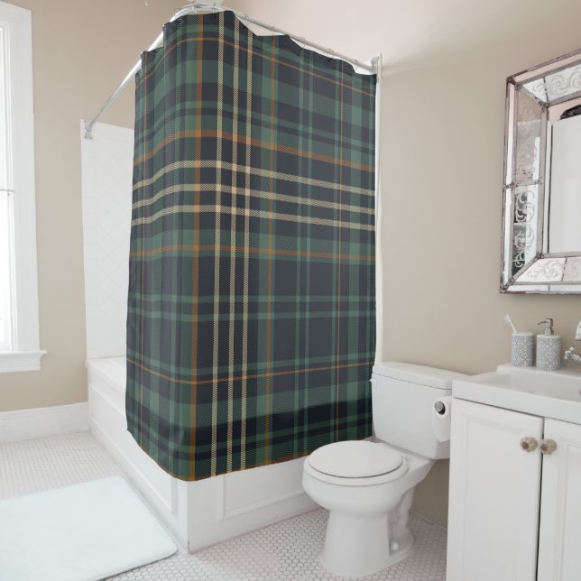 Cortina Para Box Modern Elegant Dark Green Plaid  (In Situ)