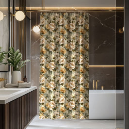 Cortina Para Box Modern Green Gold Curtain Lux Botanical Accent