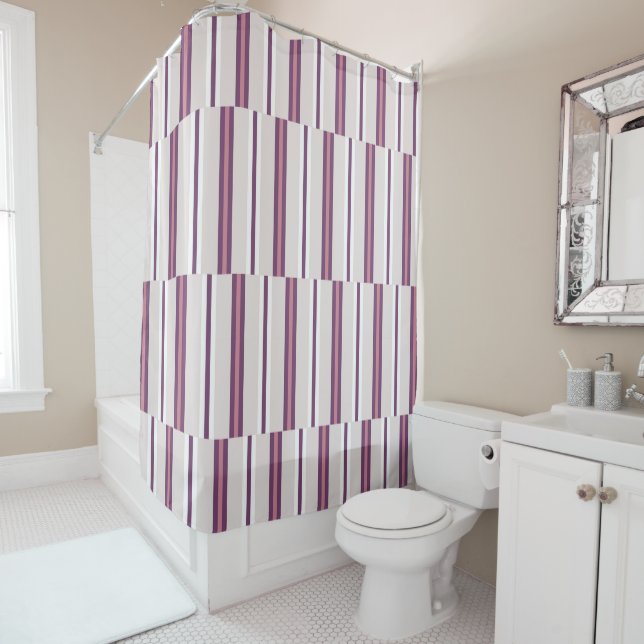 Cortina Para Box Modern Mauve and Plum Stripe (In Situ)