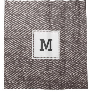 Cortina Para Box Modern Mocha Brown Herringbone Monograma