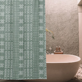 Cortina Para Box Modern Sage Green Mud Cloth African Standard (Padr