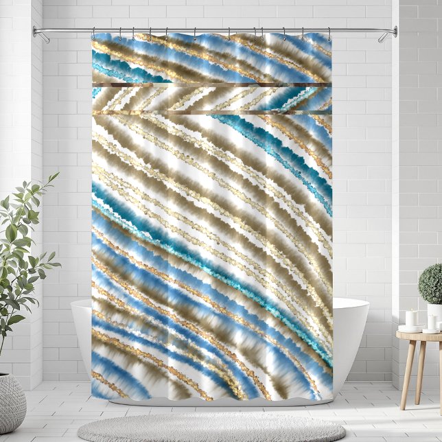 Cortina Para Box Modern Wavy Beach Stripes (Criador carregado)
