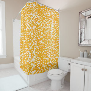 Cortina Para Box Moderno, branco, amarelo mostarda, impressão anim