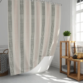 Cortina Para Box Moderno Coral Pêssego Sage Verde Listra Boho 