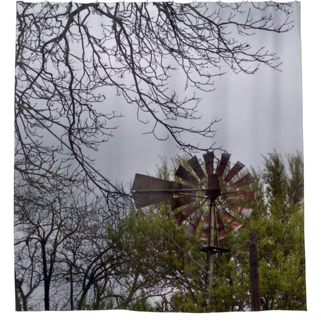 Cortina Para Box Moinho de vento rústico (Frente)