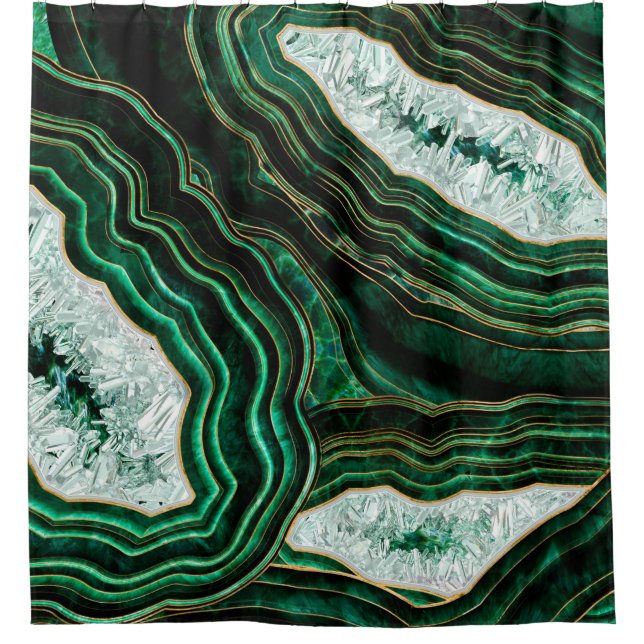 Cortina Para Box Moisés Green Geode e Crystals Digital Art (Frente)