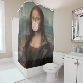 Cortina Para Box Mona Lisa soprando pastilha elástica rosa
