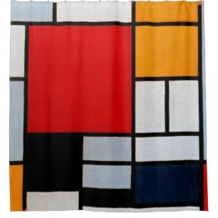 Cortina Para Box Mondrian - Composição com grande plano vermelho
