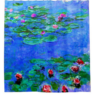 Cortina Para Box Monet - Lírios De Água, Vermelho