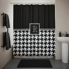 Cortina Para Box Monogram Houndstooth Pattern Black & White