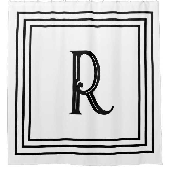 Cortina Para Box Monogram Initials Black White Script Decorative (Frente)