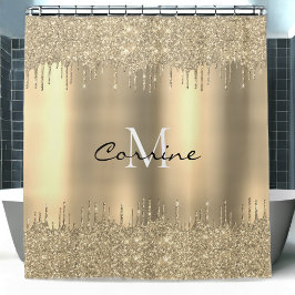 Cortina Para Box Monograma 14 k Dbl Dourado Glitter Metálico