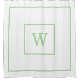Cortina Para Box Monograma Branco e Verde Personalizado Único
