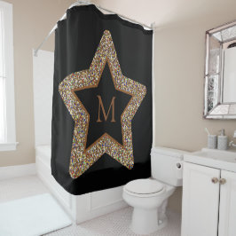 Cortina Para Box Monograma brilhante estrela marrom elegante