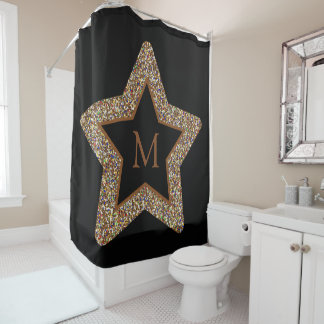 Cortina Para Box Monograma brilhante estrela marrom elegante