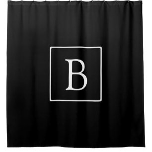 Cortina Para Box Monograma Clássico Simples Preto com texto bran