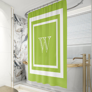 Cortina Para Box Monograma com quadro branco verde limão