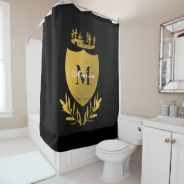 Cortina Para Box Monograma de blindagem Real Black & Dourada