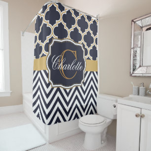 Cortina Para Box Monograma de Chevron Quatrefoil