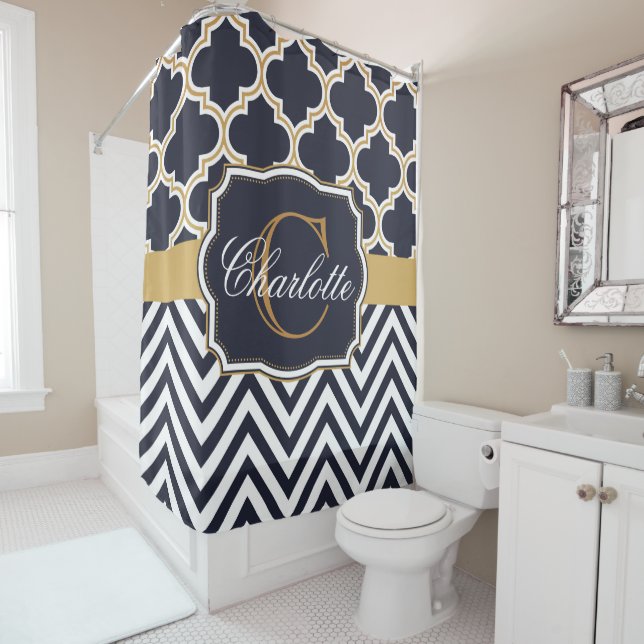 Cortina Para Box Monograma de Chevron Quatrefoil (In Situ)