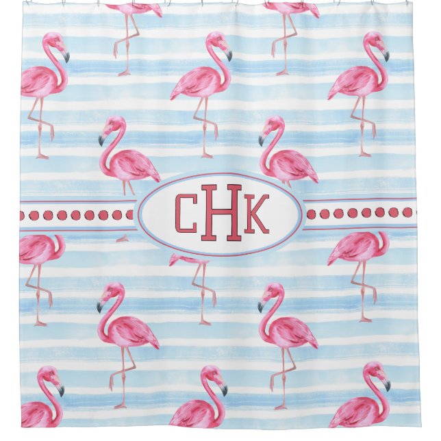Cortina Para Box Monograma de Flamingo Rosa (Frente)