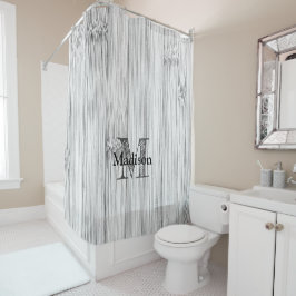 Cortina Para Box Monograma de impressão de madeira de bambu de cinz