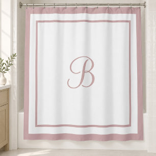 Cortina Para Box Monograma de Letra com Bordadura Rosa Elegante