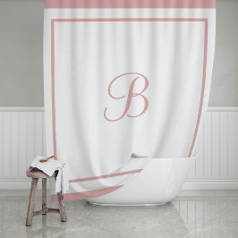 Cortina Para Box Monograma de Letra com Bordadura Rosa Elegante