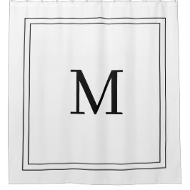 Cortina Para Box Monograma de nome personalizado branco e preto úni