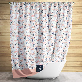 Cortina Para Box Monograma de Padrão de Flamingo Rosa Fofo