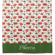 Monograma de Papoula Vermelha de Aquarela de Flor 