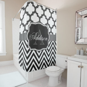 Cortina Para Box Monograma de Quatrefoil Chevron