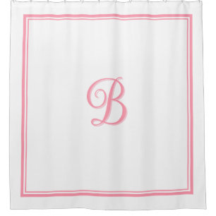 Cortina Para Box Monograma de Script de Borda Dupla Cor-de-Rosa Ele