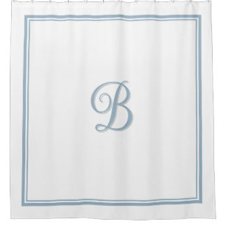 Cortina Para Box Monograma de Script Duplo de Borda Azul Elegante