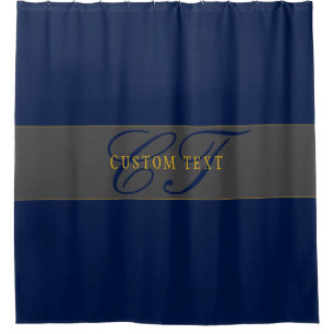 Cortina Para Box Monograma de Script Elegante Marinho Escuro Cinza